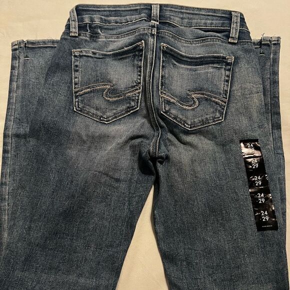 NWT -SILVER JEANS CO- ELYSE SKINNY JEANS (HIGH RISE) 24W x 29L DISTRESSED - Picture 8 of 8